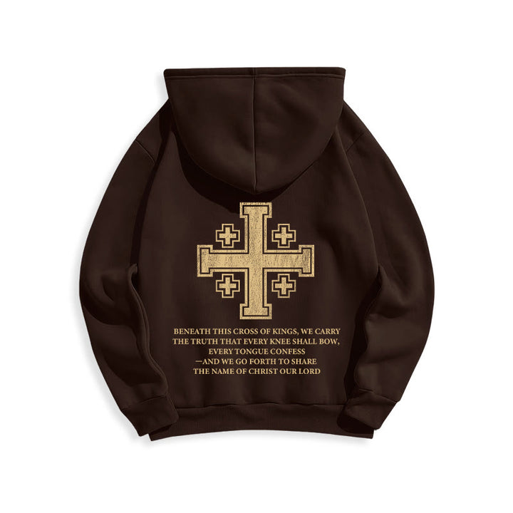 Christianartworkshop Cross of Kings Faith Statement Fleece Lined Polyester Hoodie - image 5