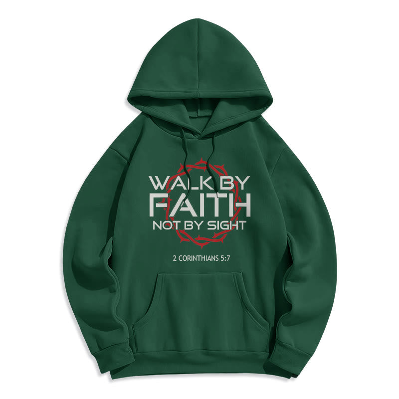 Christianartworkshop Faith-Driven Walk By Faith Fleece Lined Polyester Hoodie - Green - 2XL - image 5