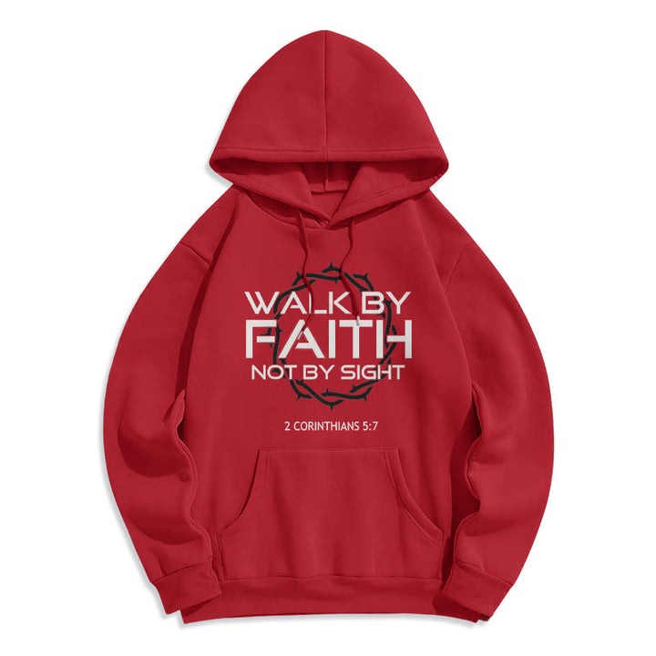 Christianartworkshop Faith-Driven Walk By Faith Fleece Lined Polyester Hoodie - Red - 2XL - image 6