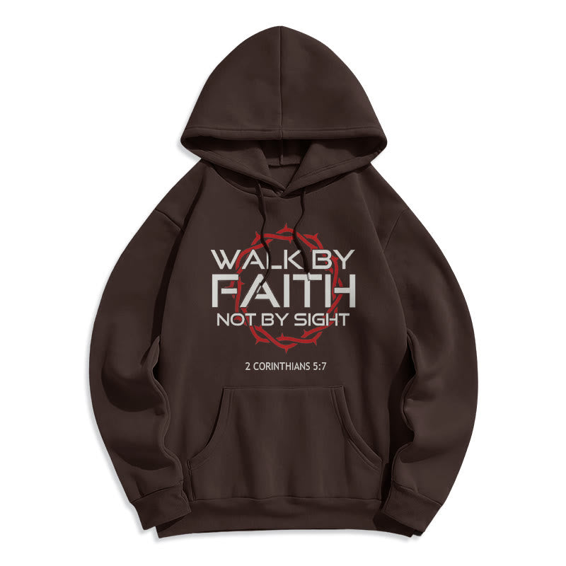 Christianartworkshop Faith-Driven Walk By Faith Fleece Lined Polyester Hoodie - Brown - 2XL - image 0