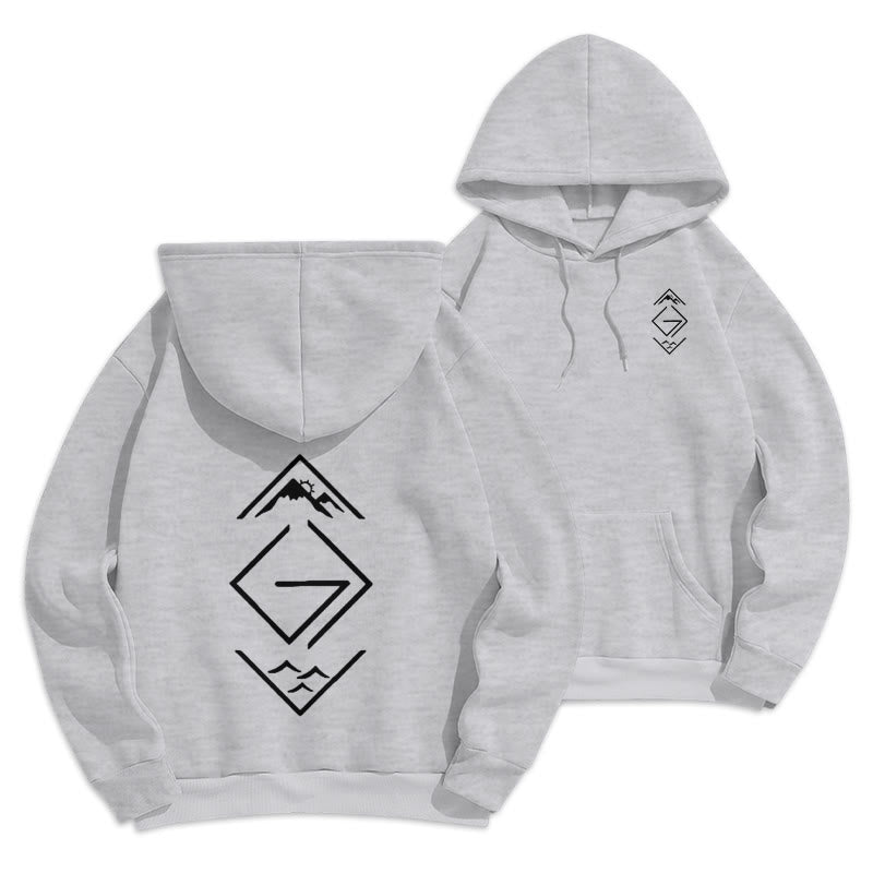 Christianartworkshop Mountain & Symbol Faith-Inspired Fleece Lined Polyester Hoodie - Grey - 2XL - image 11
