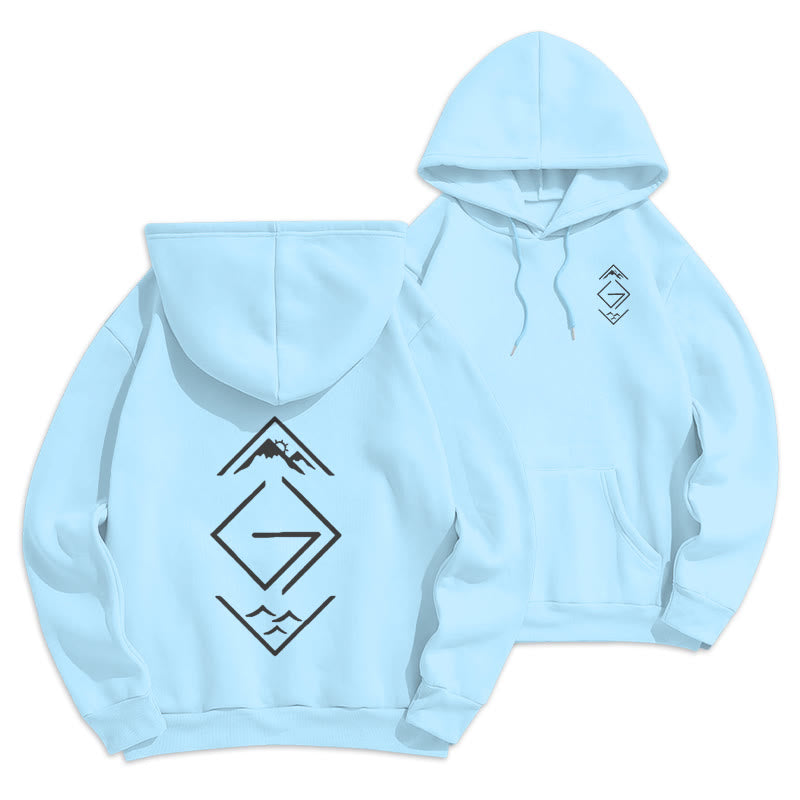 Christianartworkshop Mountain & Symbol Faith-Inspired Fleece Lined Polyester Hoodie - Blue - 2XL - image 15