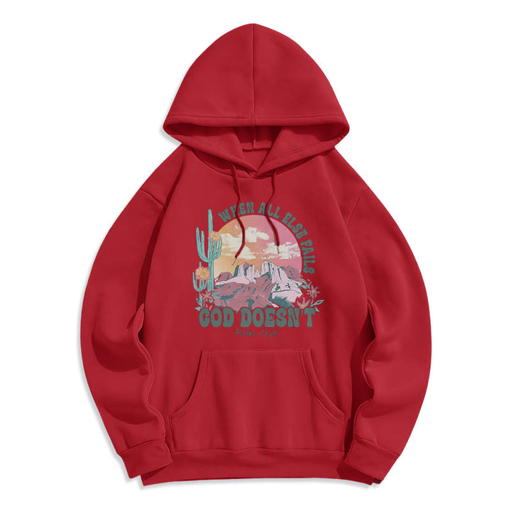 Christianartworkshop God Doesn’t Fail Mission Fleece Lined Polyester Hoodie - Red - 2XL - image 2