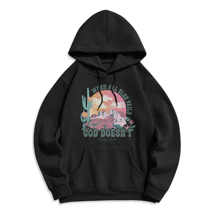 Christianartworkshop God Doesn’t Fail Mission Fleece Lined Polyester Hoodie - Black - 2XL - image 5