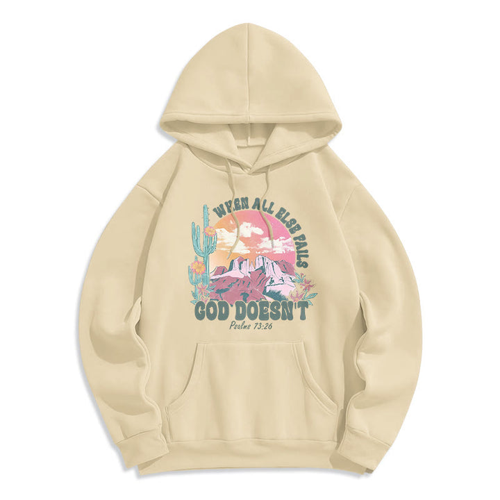 Christianartworkshop God Doesn’t Fail Mission Fleece Lined Polyester Hoodie - Beige - 2XL - image 8