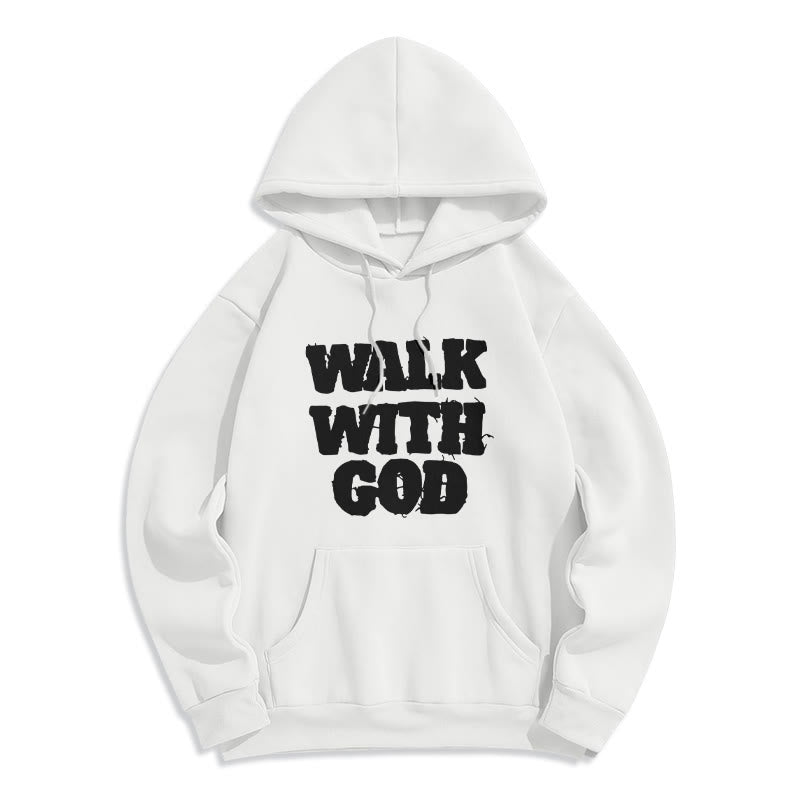 Christianartworkshop Walk With God Mission Fleece Lined Polyester Hoodie - White - 2XL - image 0