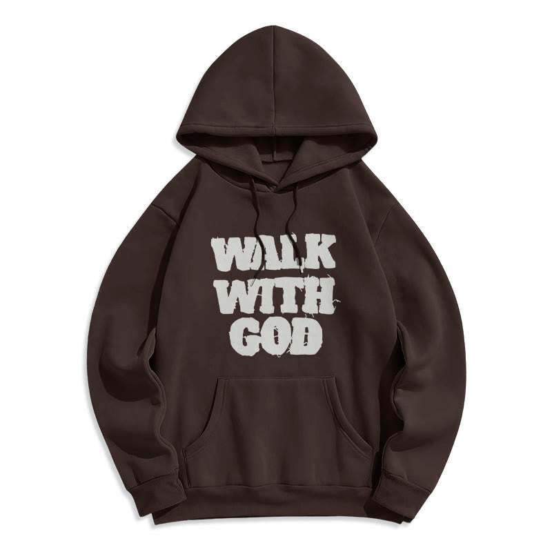 Christianartworkshop Walk With God Mission Fleece Lined Polyester Hoodie - Brown - 2XL - image 5