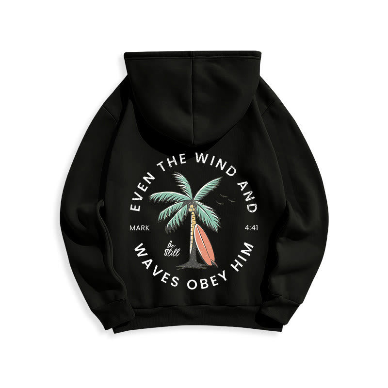Christianartworkshop Scripture & Coastal Be Still Fleece Lined Polyester Hoodie - image 2