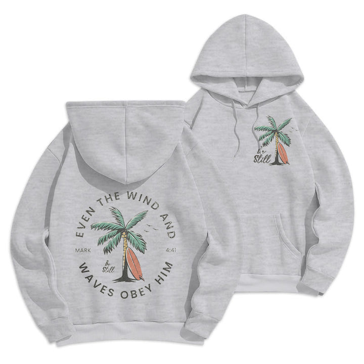 Christianartworkshop Scripture & Coastal Be Still Fleece Lined Polyester Hoodie - Grey - 2XL - image 18