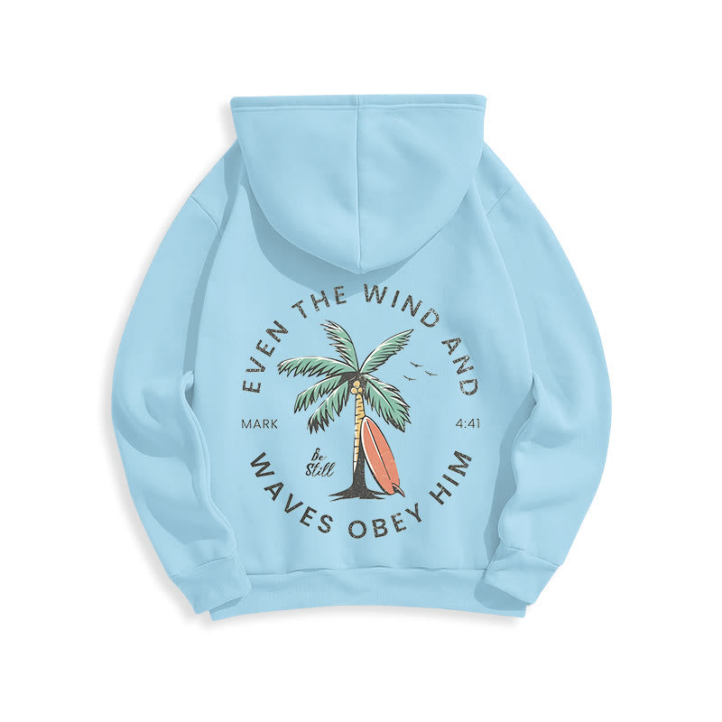 Christianartworkshop Scripture & Coastal Be Still Fleece Lined Polyester Hoodie - image 9