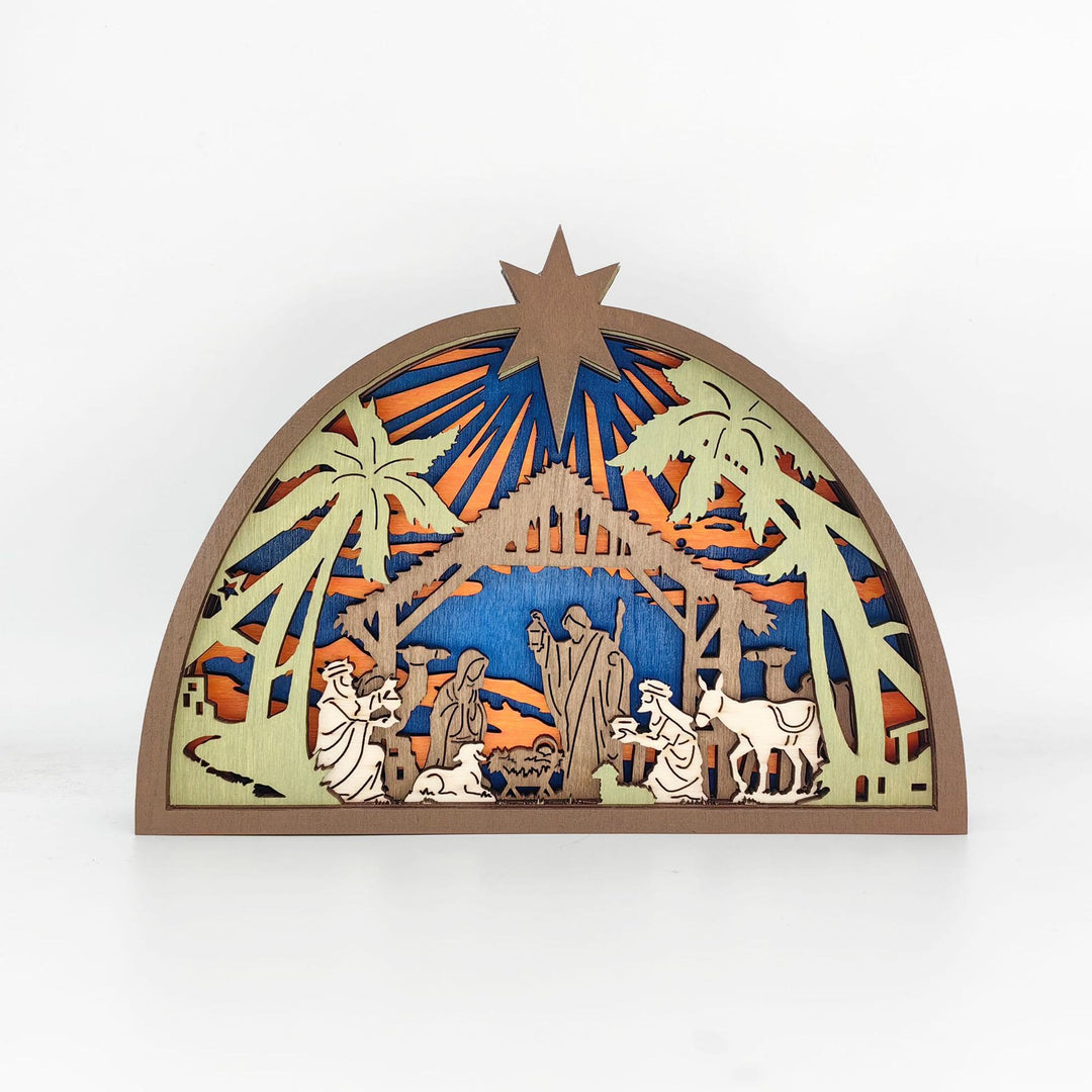 Christianartworkshop Layered Wooden Nativity Ornament: Sacred Story & Colorful Devotion - No Light - image 0