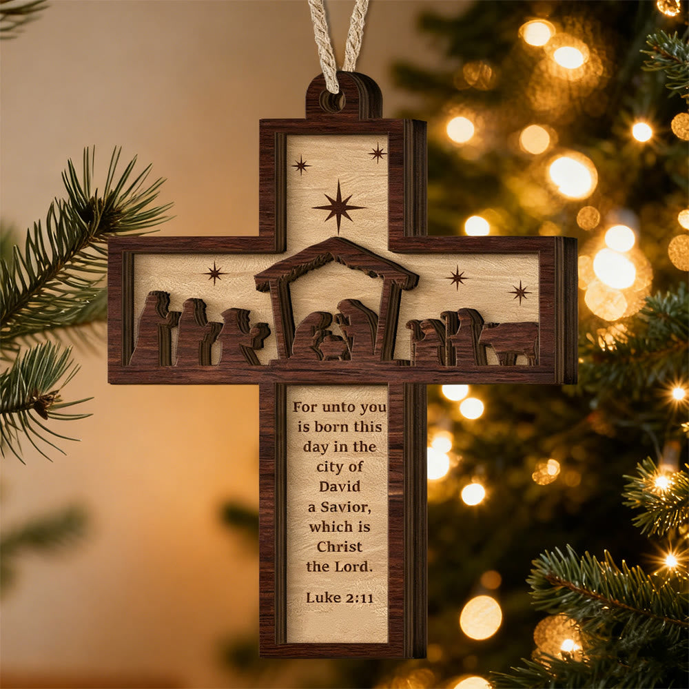 Christianartworkshop Cross Nativity 3D Hanging Ornament: Sacred Story & Scriptural Devotion - Nativity Cross - image 0