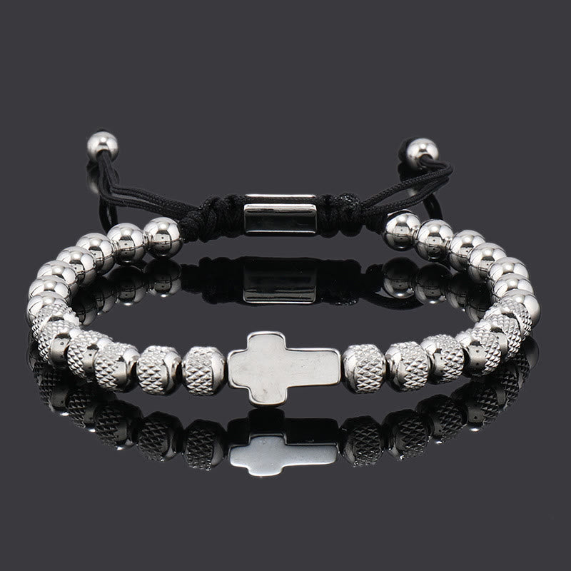 Christianartworkshop Stackable Cross Bracelet Set: Fashion-Forward Faith Integration - Single layer Cross - Silver - image 11