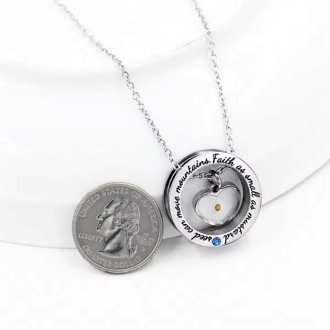 Christianartworkshop Faith As Mustard Seed Necklace: Varied Charms & Sacred Symbol for Daily Wear - Heart with scriptures - image 0