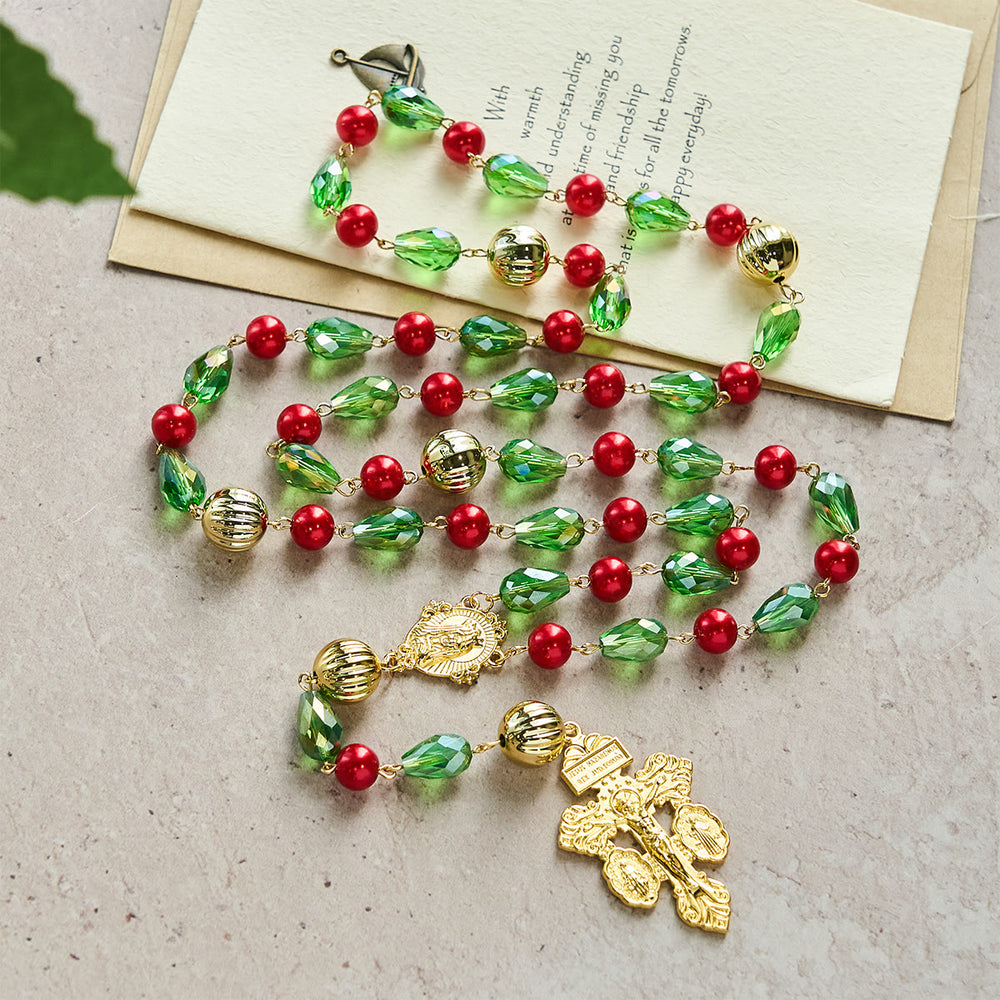 Christianartworkshop Christmas Gift: Pardon Crucifix Adorned Christmas Rosary: Faithful Companion & Festive Decor - image 1