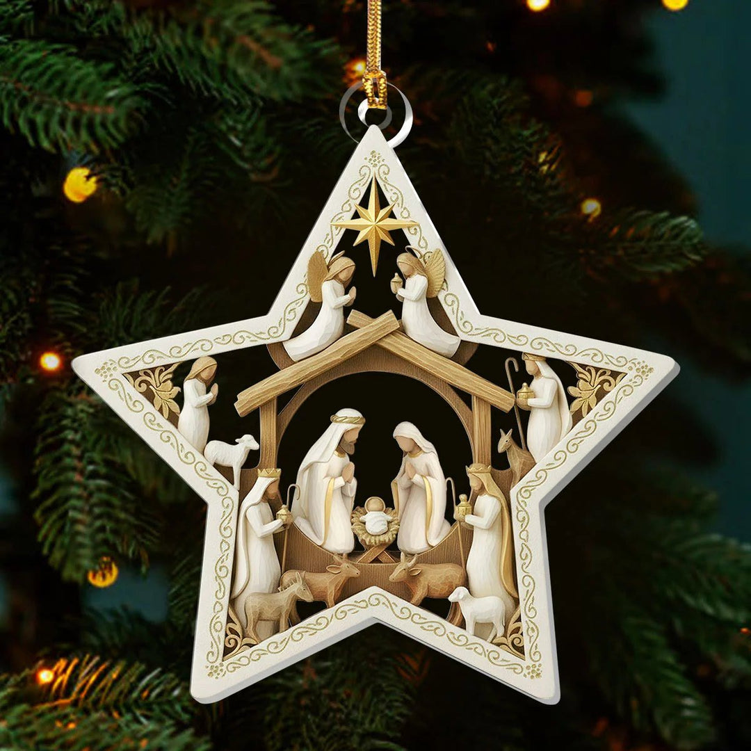 Christianartworkshop Guiding Star Nativity Hainging Ornament: Holy Birth Scene & Holiday Joy Accent - image 4