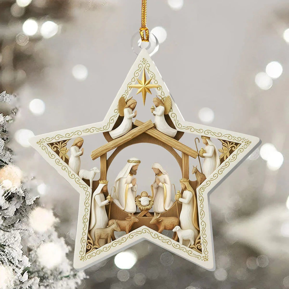 Christianartworkshop Guiding Star Nativity Hainging Ornament: Holy Birth Scene & Holiday Joy Accent - image 1