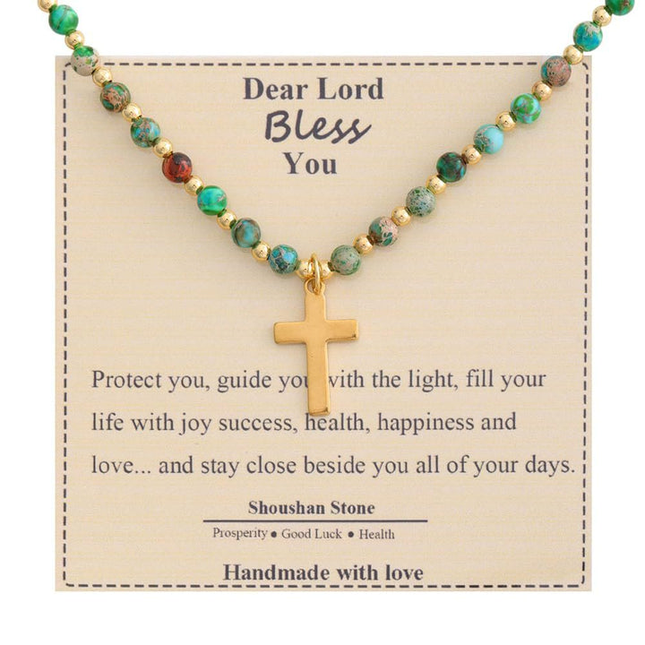 Christianartworkshop Blessed Stone Cross Necklace: Natural Gem Charm & Quiet Devotion Accent - image 2