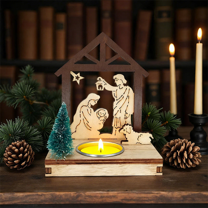 Christianartworkshop Nativity Stable Jesus Candle Holder: Warm Glow for Christmas Faith - image 1