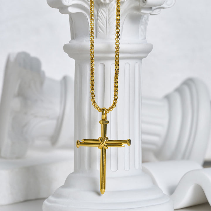 Christianartworkshop 3-Color Nail Cross Pendant Necklace: Gentle Faith Reminder for Daily Life - image 2