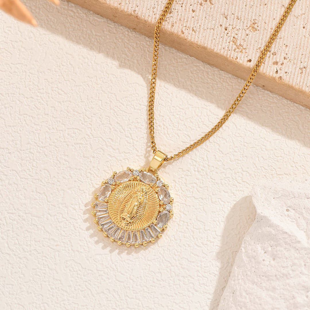Christianartworkshop Sparkling Holy Mother Medallion Necklace: Sacred Presence for Every Moment - image 2