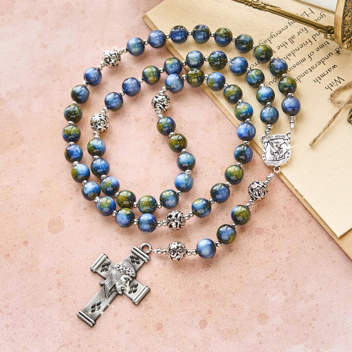Christianartworkshop Ornate Beaded Rosary with St. Michael & Cross: Quiet Assurance for Prayer - image 4