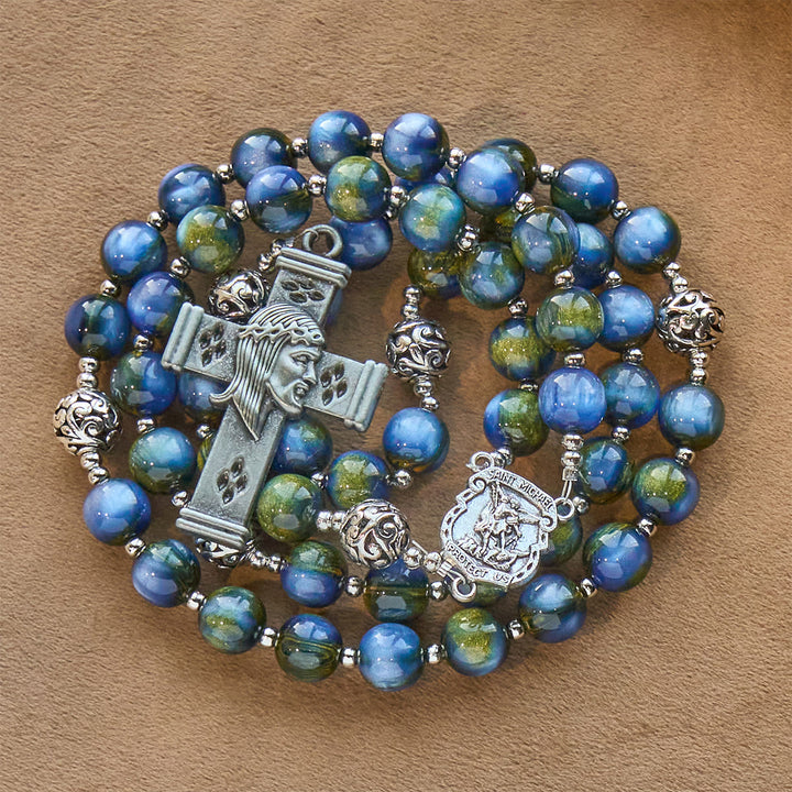 Christianartworkshop Ornate Beaded Rosary with St. Michael & Cross: Quiet Assurance for Prayer - image 4