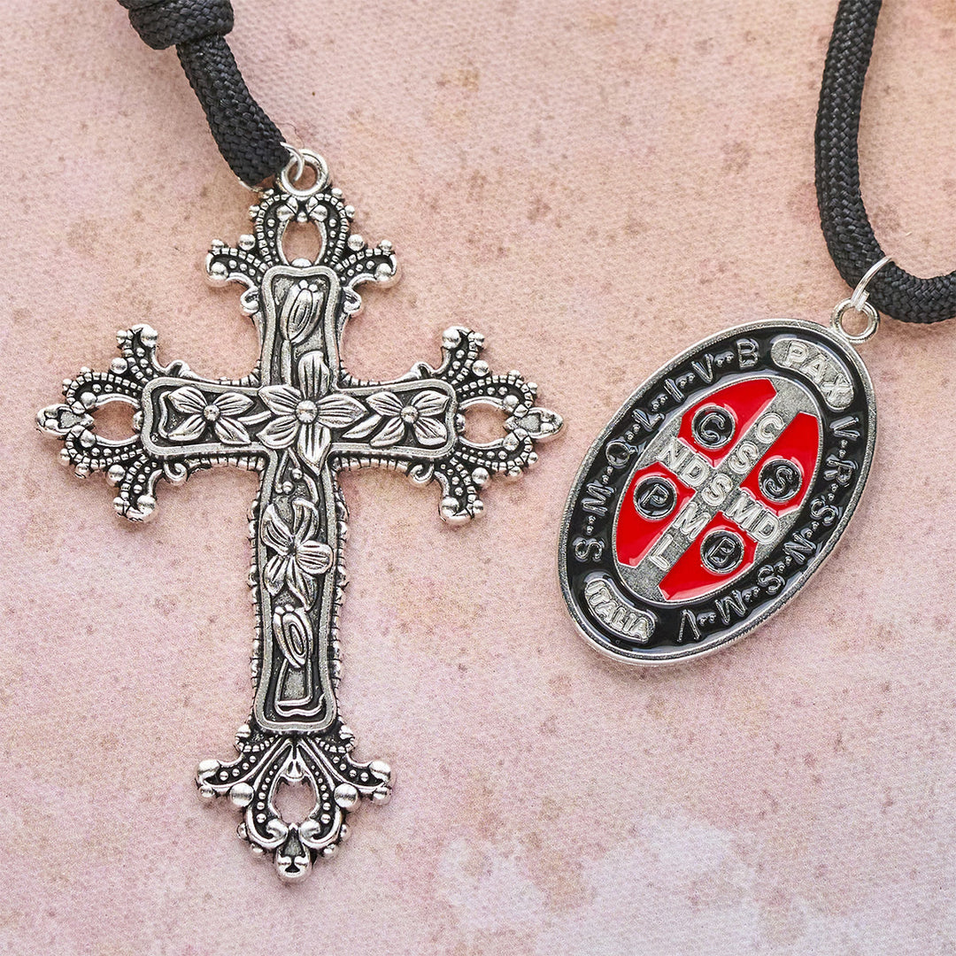 Christianartworkshop Wood Beads Pocket Rosary with Protection of St. Benedict - image 5