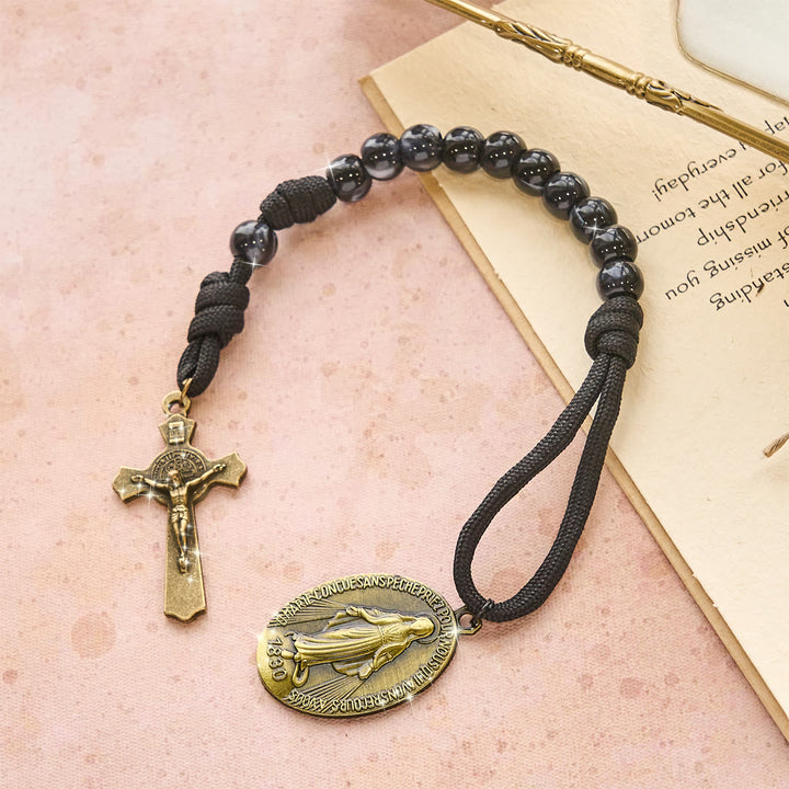 Christianartworkshop Classic Black Portable Faith Rosary with Bronze Our Lady with Crucifix - image 4