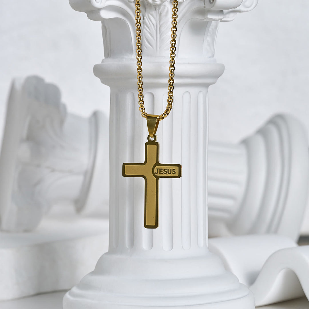 Christianartworkshop Minimalist Cross Necklace with "JESUS" Detail: Understated Expression of Faith - image 7