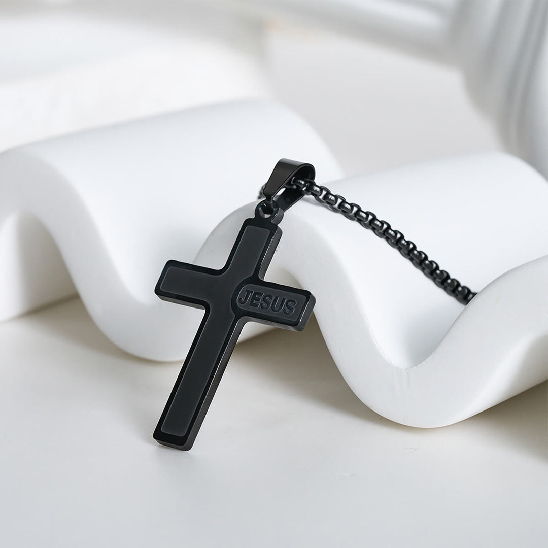 Christianartworkshop Minimalist Cross Necklace with "JESUS" Detail: Understated Expression of Faith - image 9