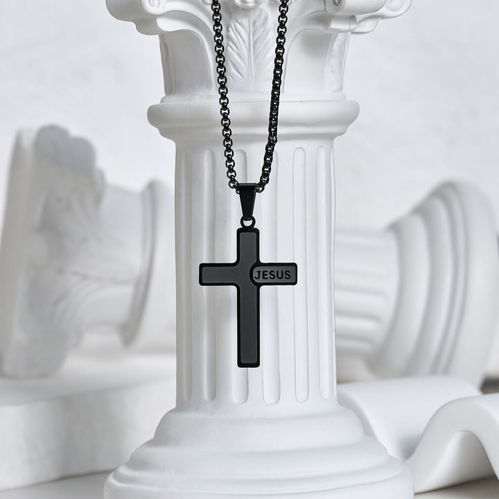 Christianartworkshop Minimalist Cross Necklace with "JESUS" Detail: Understated Expression of Faith - image 11