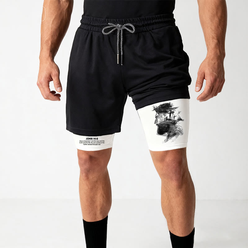 Christianartworkshop John 14:6 Faith Performance Shorts with Jesus & Cross Design: Wear Devotion Daily - image 4