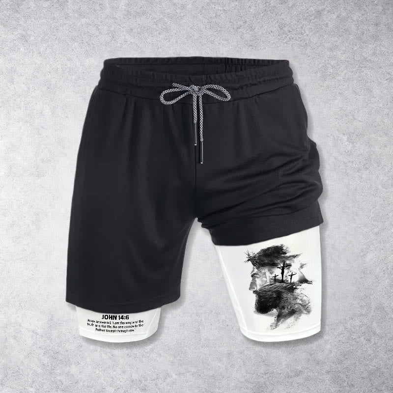 Christianartworkshop John 14:6 Faith Performance Shorts with Jesus & Cross Design: Wear Devotion Daily - image 5