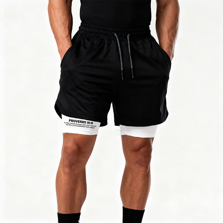 Christianartworkshop Crucifix & Proverbs 16:9 Performance Shorts: Carry Faith in Every Step - image 5