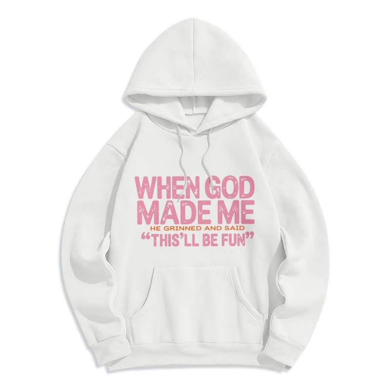 Christianartworkshop When God Made Me Faith Quote Fleece Lined Polyester Hoodie - White - 2XL - image 0
