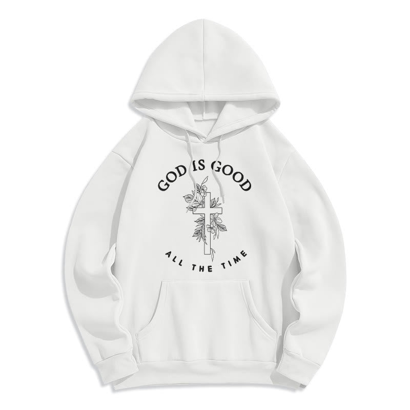 Christianartworkshop God Is Good All The Time Faith Quote Fleece Lined Polyester Hoodie - White - 2XL - image 2