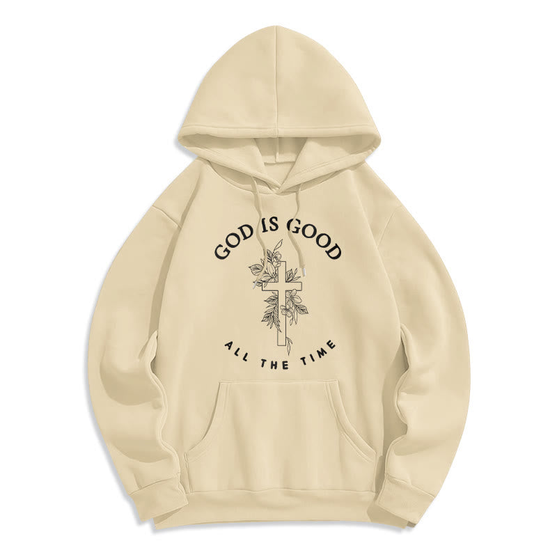 Christianartworkshop God Is Good All The Time Faith Quote Fleece Lined Polyester Hoodie - Beige - 2XL - image 5