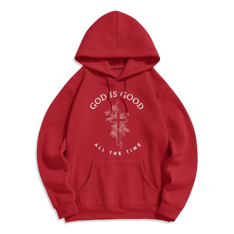 Christianartworkshop God Is Good All The Time Faith Quote Fleece Lined Polyester Hoodie - Red - 2XL - image 7