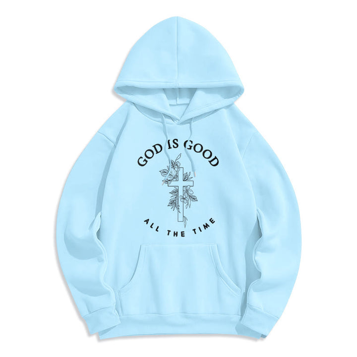Christianartworkshop God Is Good All The Time Faith Quote Fleece Lined Polyester Hoodie - Blue - 2XL - image 8