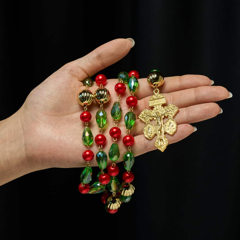 Christianartworkshop Pardon Crucifix Adorned Christmas Rosary: Faithful Companion & Festive Decor - image 1