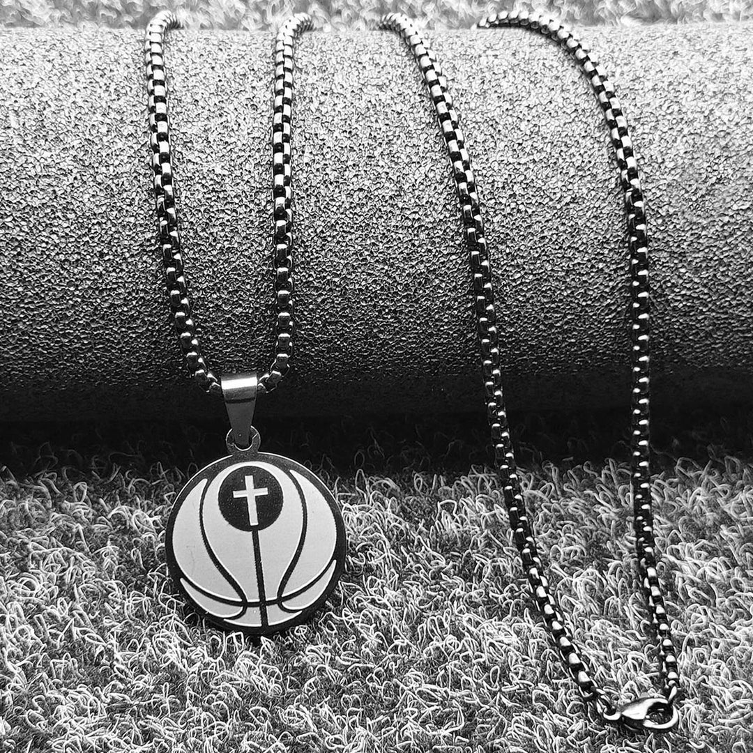 Christianartworkshop Sports Prayer Pendant Necklace: Philippians 4:13 & Sport Icon for Daily Carry - Black Basketball - image 15