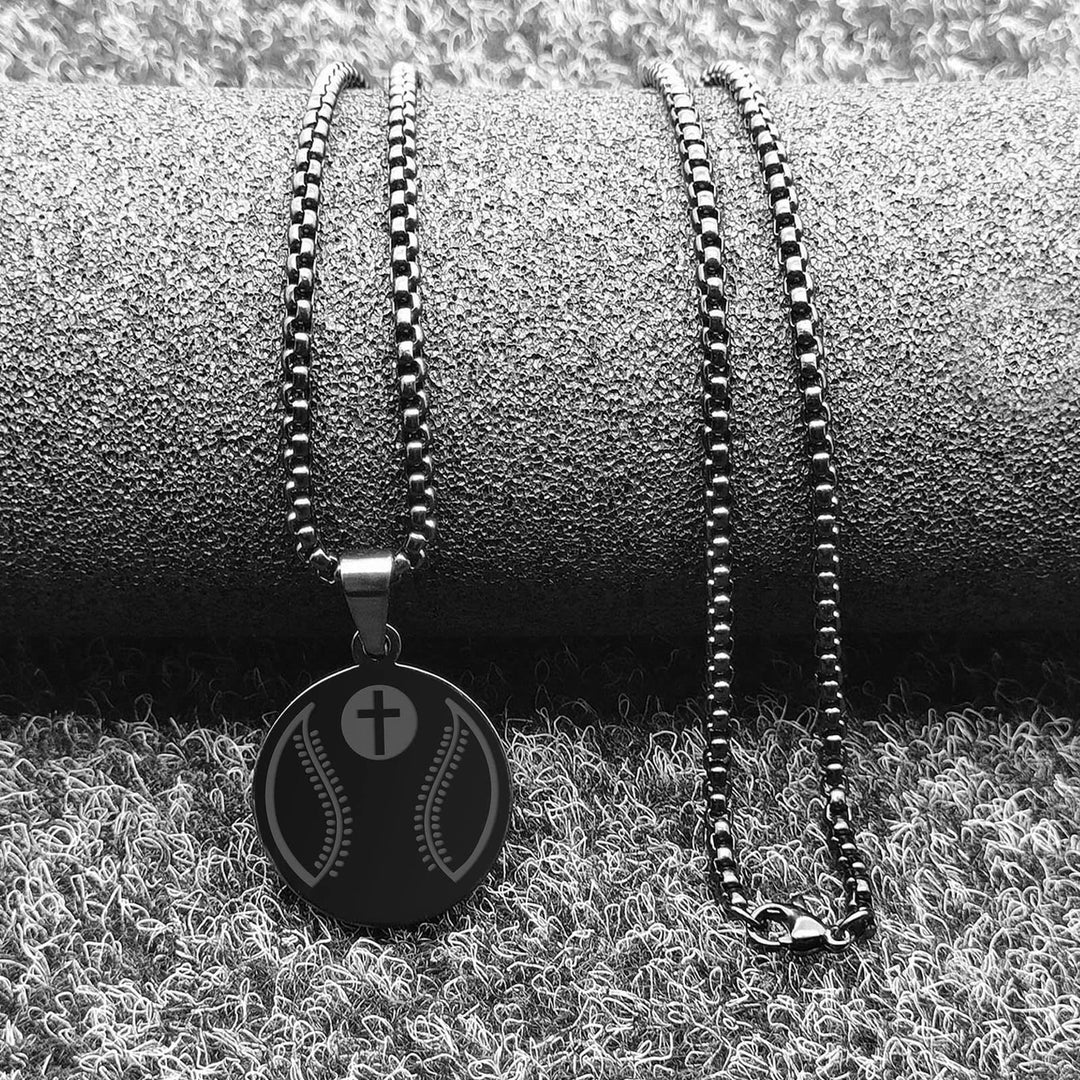 Christianartworkshop Sports Prayer Pendant Necklace: Philippians 4:13 & Sport Icon for Daily Carry - Black Baseball - image 8