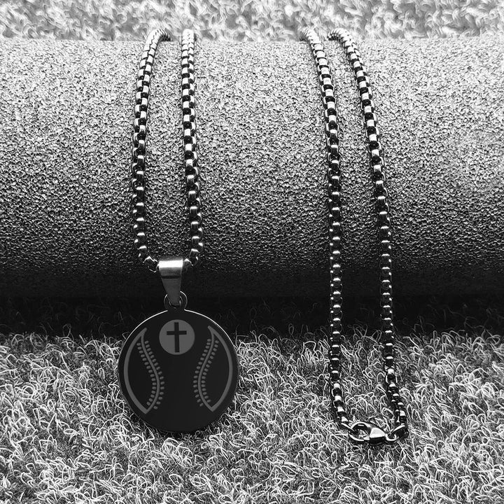 Christianartworkshop Sports Prayer Pendant Necklace: Philippians 4:13 & Sport Icon for Daily Carry - Black Baseball - image 8
