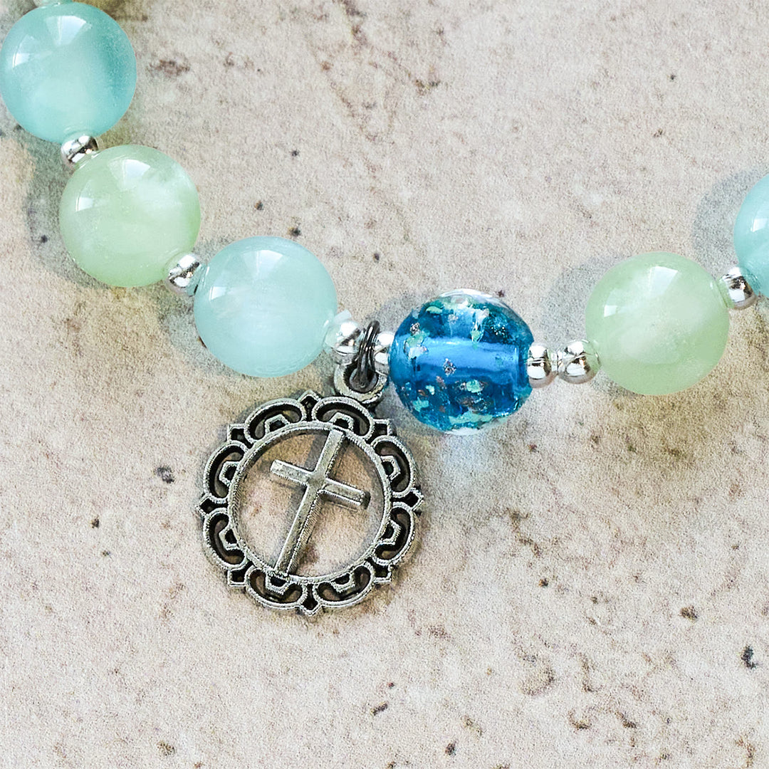 Christianartworkshop UV-Changing Glitter Bead Bracelet with Ornate Cross: Shimmer in Faithful Hues - image 7