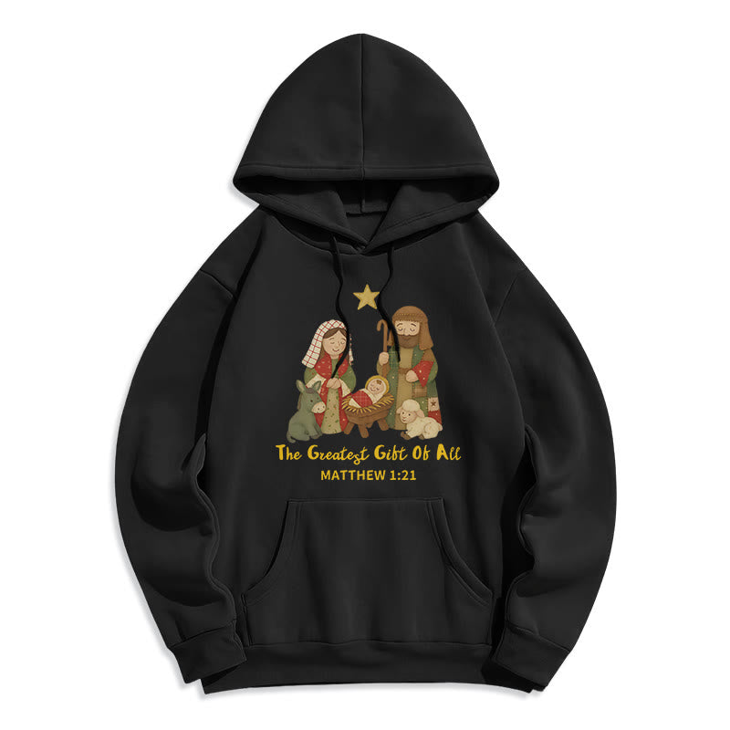 Christianartworkshop Christmas Faith & Warmth Fleece Lined Polyester Hoodie - Black - 2XL - image 3