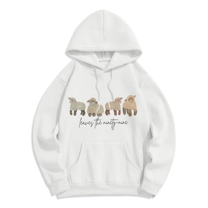 Christianartworkshop Sheep & Shepherd Phrase Fleece Lined Polyester Hoodie - White - 2XL - image 4