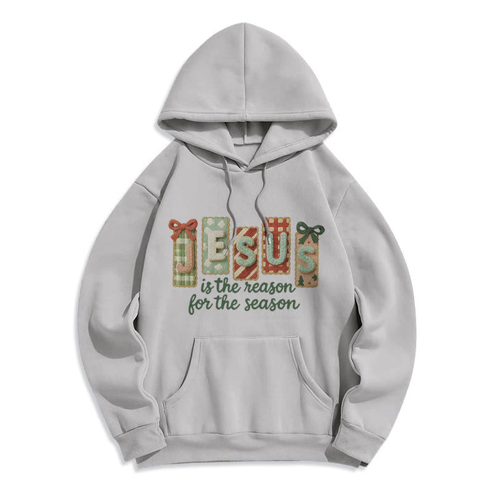 Christianartworkshop Christmas Jesus is the Reason Fleece Lined Polyester Hoodie - Grey - 2XL - image 5