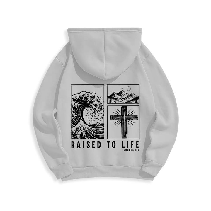 Christianartworkshop Romans 6:4 Raised to Life Fleece Lined Polyester Hoodie - image 20