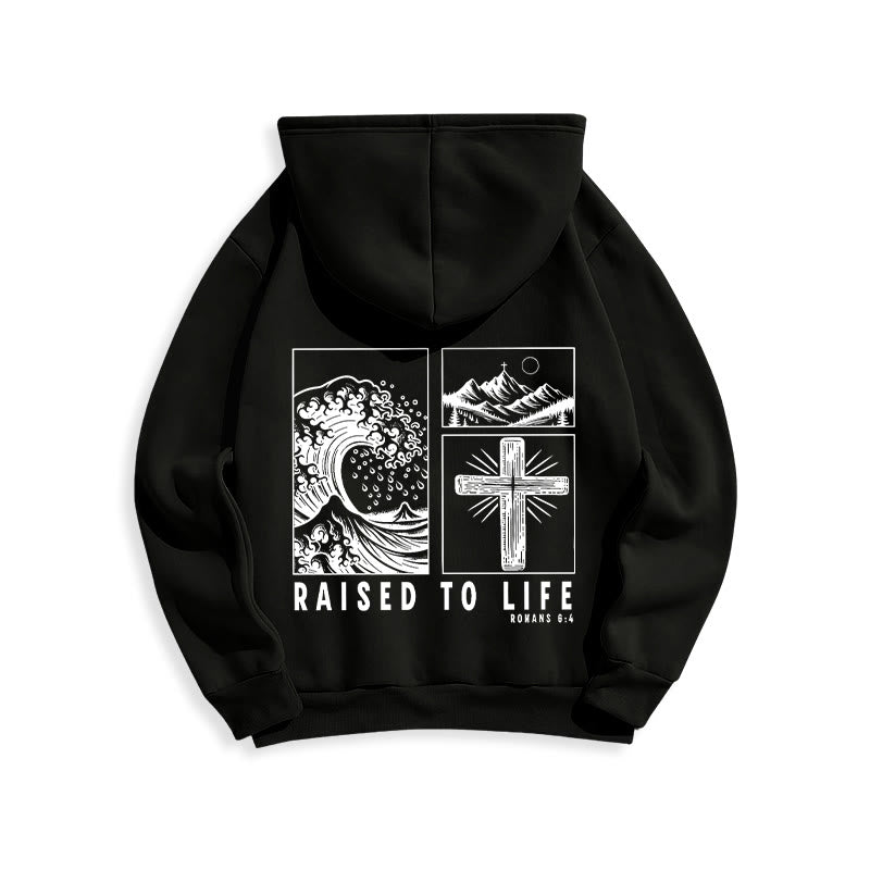 Christianartworkshop Romans 6:4 Raised to Life Fleece Lined Polyester Hoodie - image 5